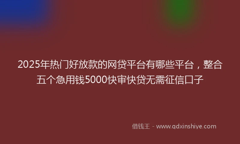 2025年热门好放款的网贷平台有哪些平台，整合五个急用钱5000快审快贷无需征信口子