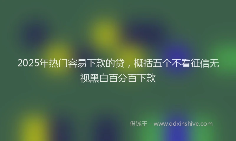 2025年热门容易下款的贷，概括五个不看征信无视黑白百分百下款