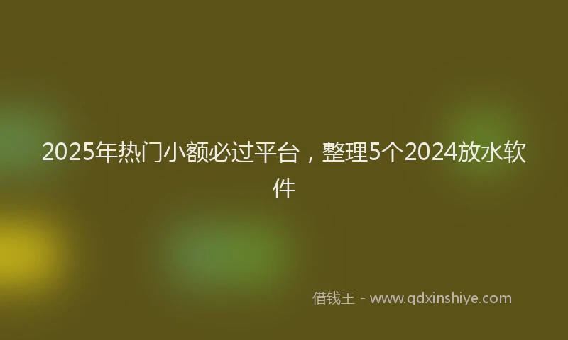 2025年热门小额必过平台，整理5个2024放水软件