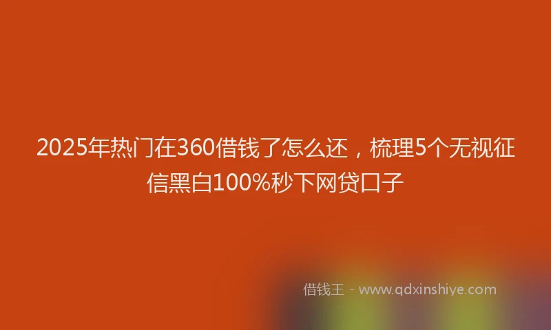 2025年热门在360借钱了怎么还，梳理5个无视征信黑白100%秒下网贷口子