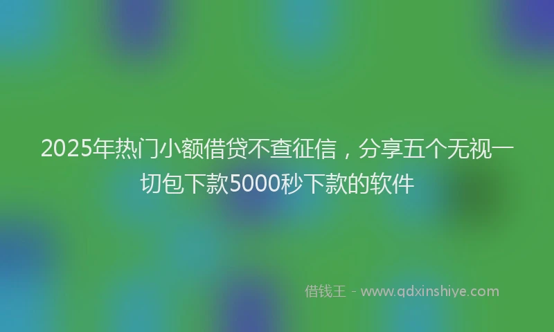 2025年热门小额借贷不查征信，分享五个无视一切包下款5000秒下款的软件