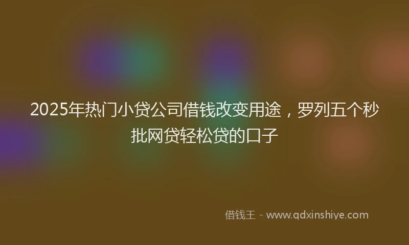 2025年热门小贷公司借钱改变用途，罗列五个秒批网贷轻松贷的口子