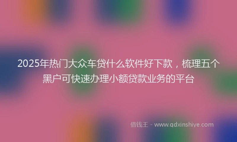 2025年热门大众车贷什么软件好下款，梳理五个黑户可快速办理小额贷款业务的平台