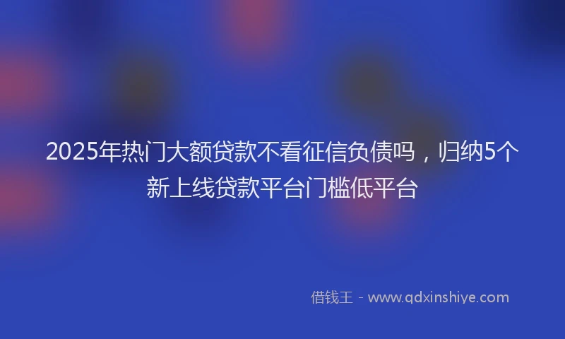 2025年热门大额贷款不看征信负债吗，归纳5个新上线贷款平台门槛低平台