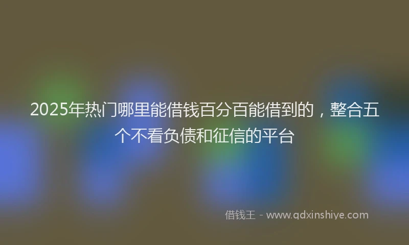 2025年热门哪里能借钱百分百能借到的，整合五个不看负债和征信的平台