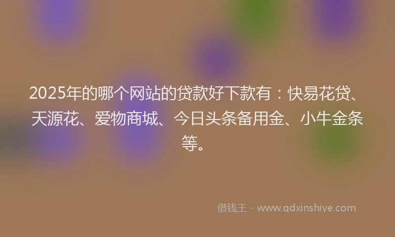 2025年的哪个网站的贷款好下款有：快易花贷、天源花、爱物商城、今日头条备用金、小牛金条等。