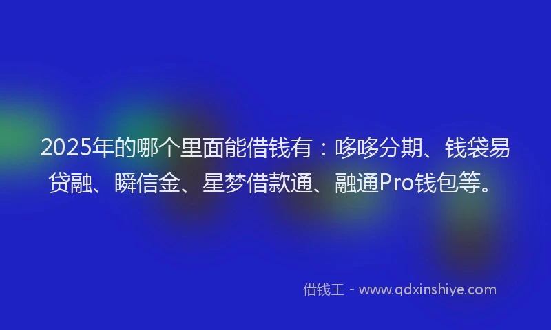 2025年的哪个里面能借钱有：哆哆分期、钱袋易贷融、瞬信金、星梦借款通、融通Pro钱包等。