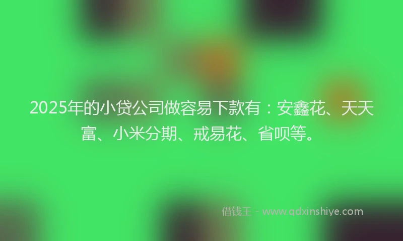 2025年的小贷公司做容易下款有：安鑫花、天天富、小米分期、戒易花、省呗等。