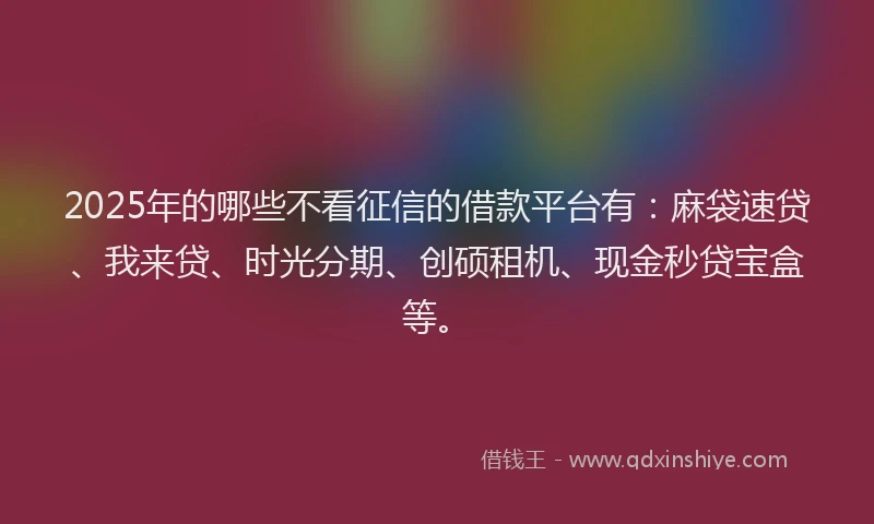 2025年的哪些不看征信的借款平台有：麻袋速贷、我来贷、时光分期、创硕租机、现金秒贷宝盒等。
