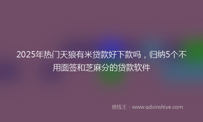 2025年热门天狼有米贷款好下款吗，归纳5个不用面签和芝麻分的贷款软件
