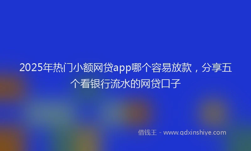 2025年热门小额网贷app哪个容易放款，分享五个看银行流水的网贷口子
