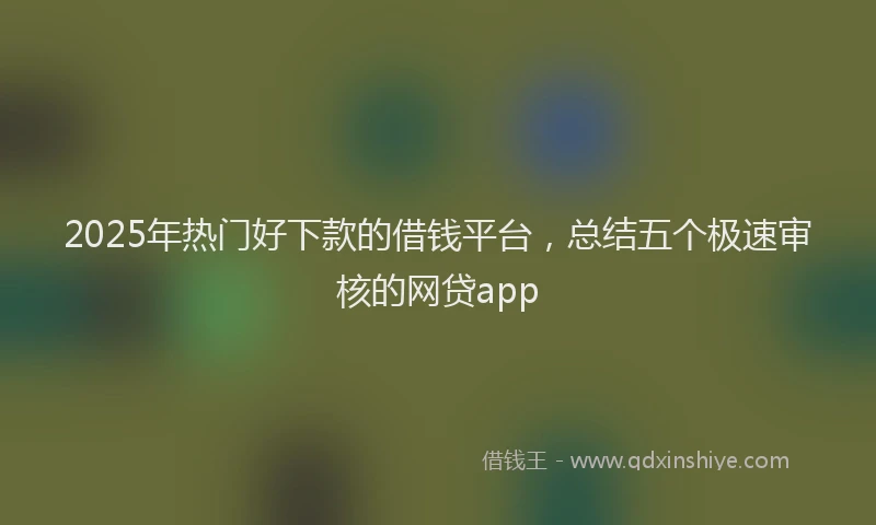 2025年热门好下款的借钱平台，总结五个极速审核的网贷app