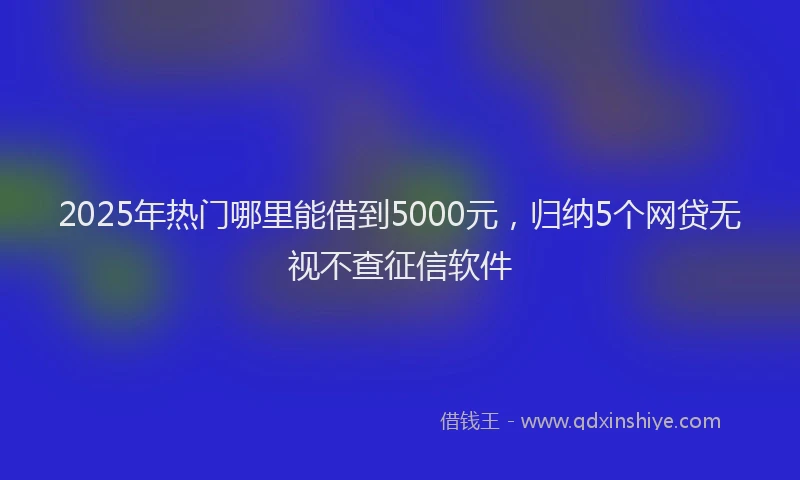 2025年热门哪里能借到5000元，归纳5个网贷无视不查征信软件