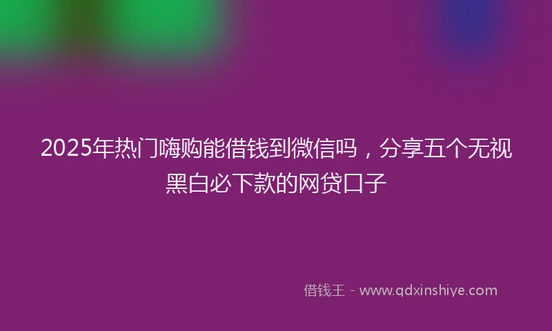 2025年热门嗨购能借钱到微信吗，分享五个无视黑白必下款的网贷口子