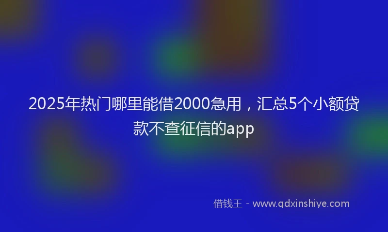 2025年热门哪里能借2000急用，汇总5个小额贷款不查征信的app