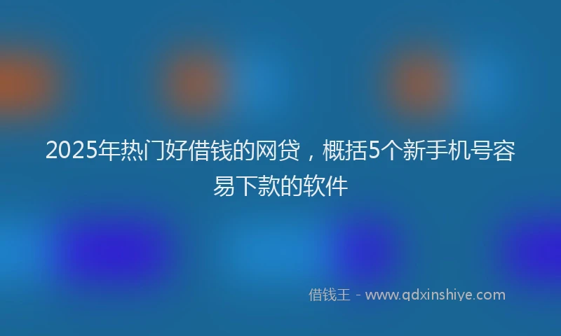 2025年热门好借钱的网贷，概括5个新手机号容易下款的软件