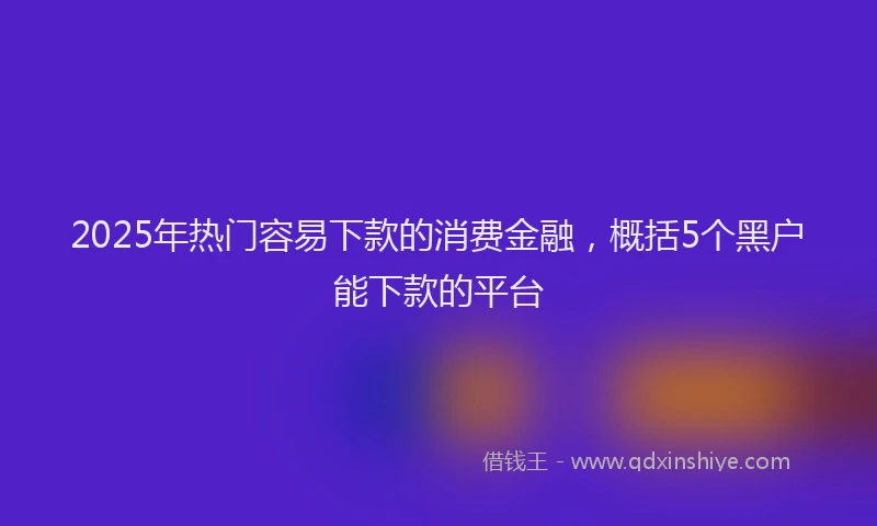 2025年热门容易下款的消费金融,概括5个黑户能下款的平台