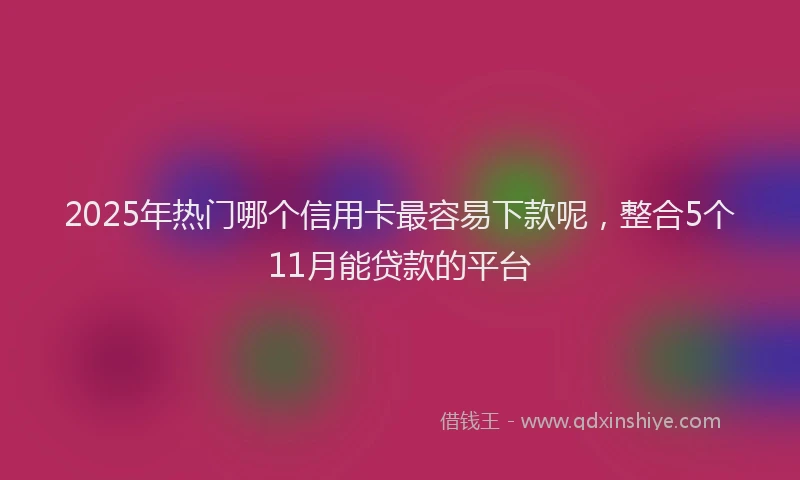 2025年热门哪个信用卡最容易下款呢，整合5个11月能贷款的平台