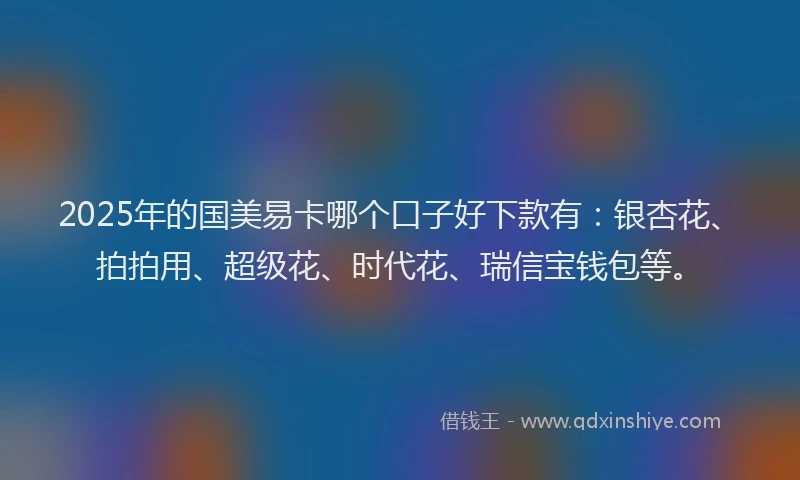 2025年的国美易卡哪个口子好下款有：银杏花、拍拍用、超级花、时代花、瑞信宝钱包等。