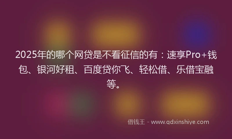 2025年的哪个网贷是不看征信的有：速享Pro+钱包、银河好租、百度贷你飞、轻松借、乐借宝融等。
