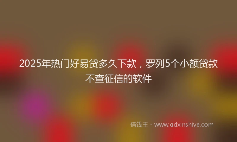 2025年热门好易贷多久下款，罗列5个小额贷款不查征信的软件