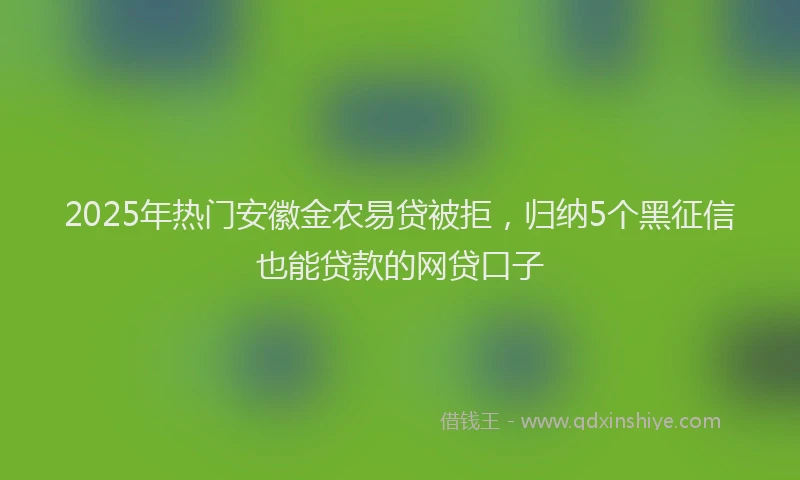2025年热门安徽金农易贷被拒，归纳5个黑征信也能贷款的网贷口子