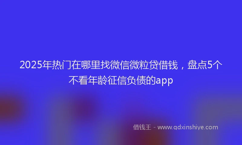 2025年热门在哪里找微信微粒贷借钱，盘点5个不看年龄征信负债的app