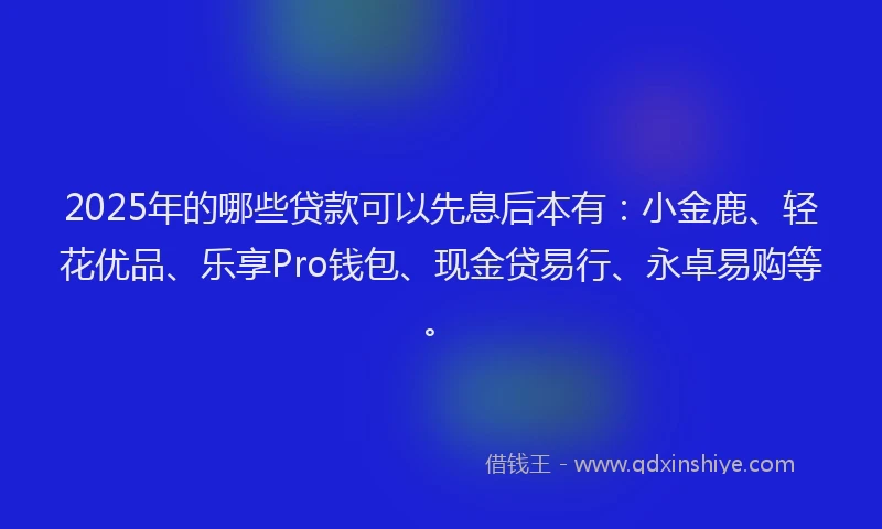 2025年的哪些贷款可以先息后本有：小金鹿、轻花优品、乐享Pro钱包、现金贷易行、永卓易购等。