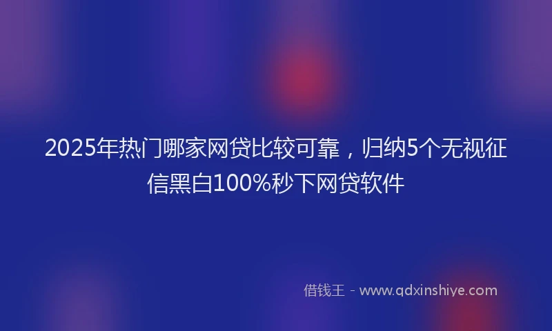 2025年热门哪家网贷比较可靠，归纳5个无视征信黑白100%秒下网贷软件