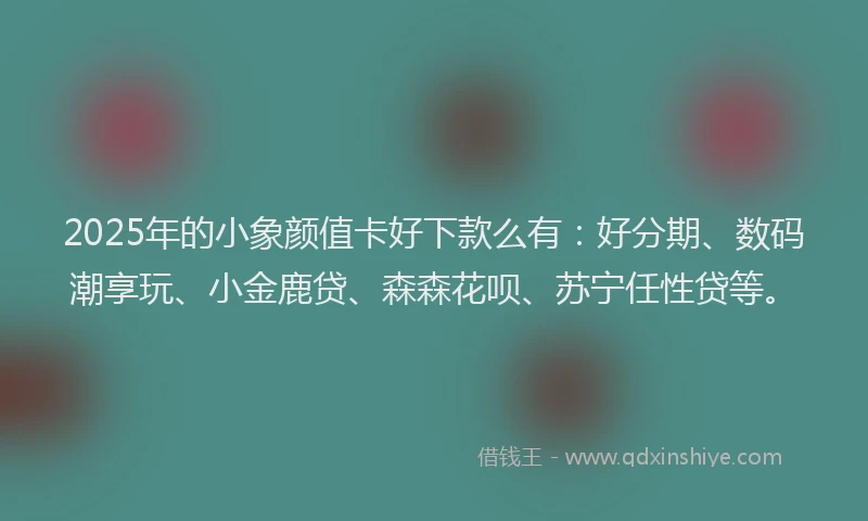 2025年的小象颜值卡好下款么有：好分期、数码潮享玩、小金鹿贷、森森花呗、苏宁任性贷等。