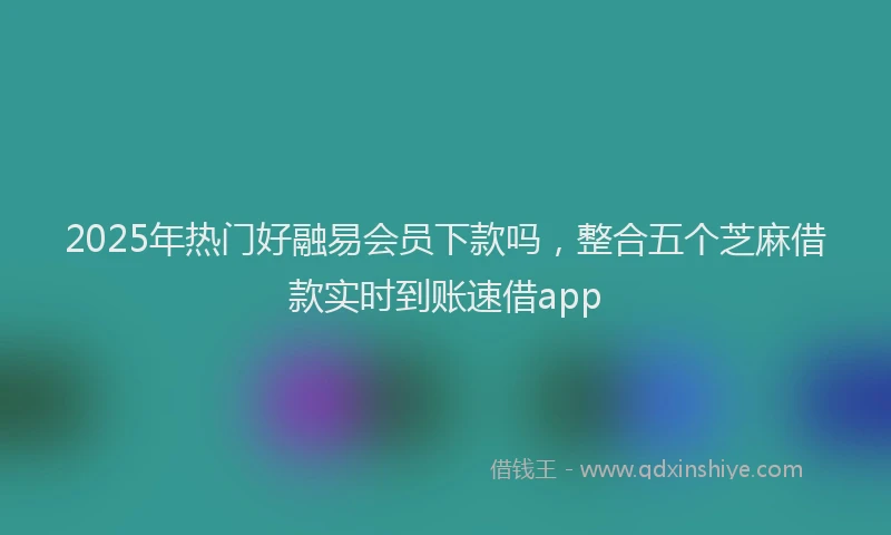 2025年热门好融易会员下款吗，整合五个芝麻借款实时到账速借app