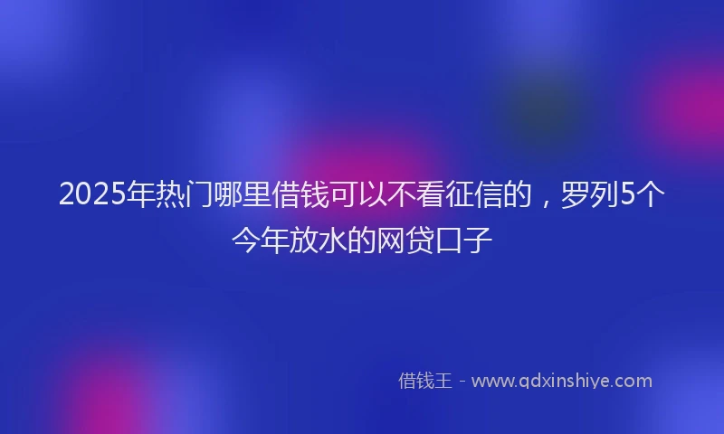 2025年热门哪里借钱可以不看征信的，罗列5个今年放水的网贷口子