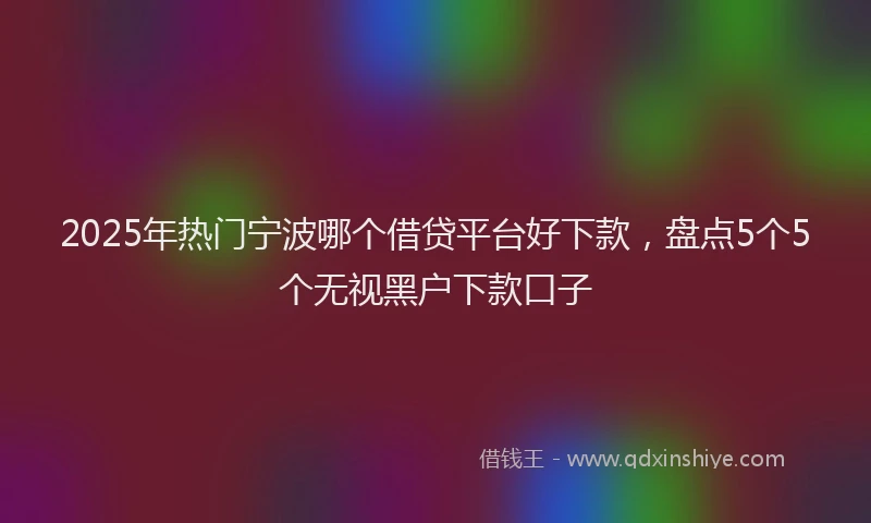 2025年热门宁波哪个借贷平台好下款，盘点5个5个无视黑户下款口子
