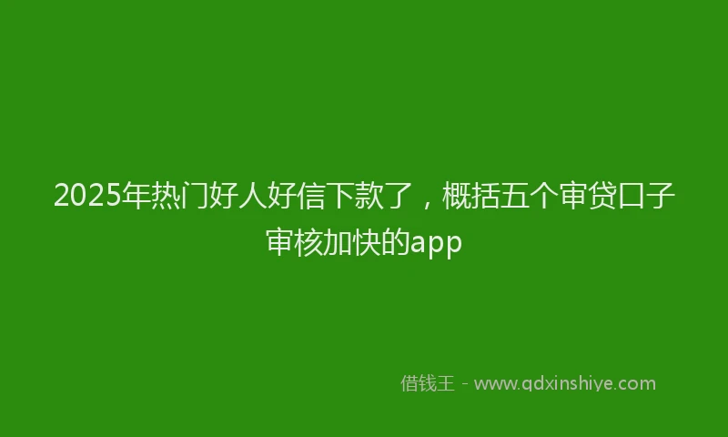 2025年热门好人好信下款了，概括五个审贷口子审核加快的app