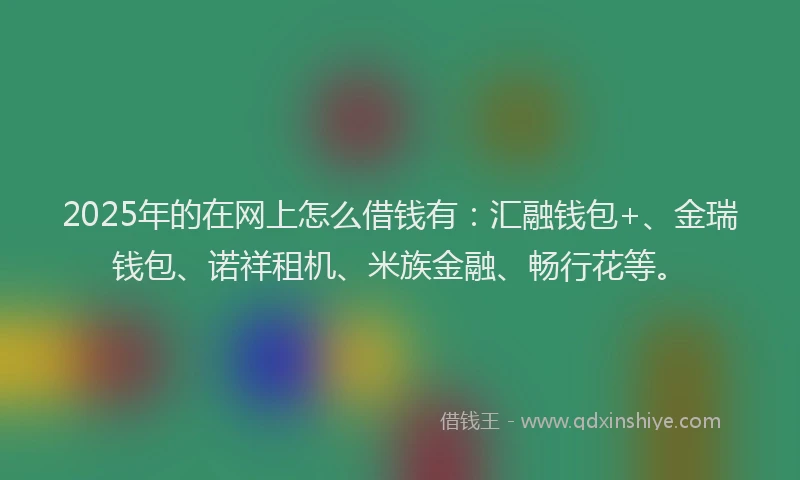 2025年的在网上怎么借钱有：汇融钱包+、金瑞钱包、诺祥租机、米族金融、畅行花等。