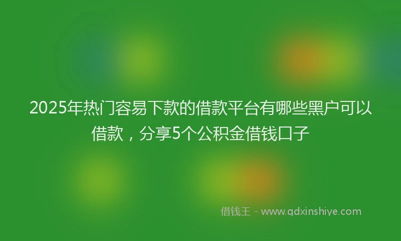 2025年热门容易下款的借款平台有哪些黑户可以借款，分享5个公积金借钱口子