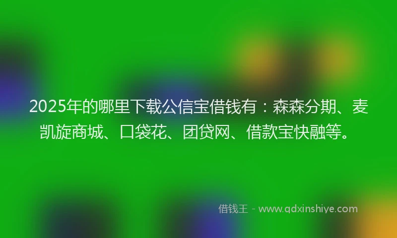 2025年的哪里下载公信宝借钱有：森森分期、麦凯旋商城、口袋花、团贷网、借款宝快融等。