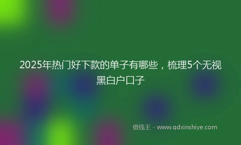 2025年热门好下款的单子有哪些，梳理5个无视黑白户口子