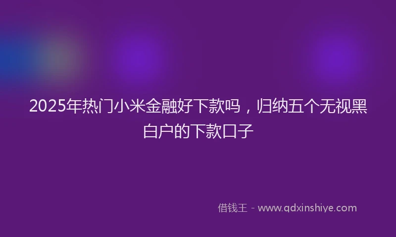 2025年热门小米金融好下款吗,归纳五个无视黑白户的下款口子