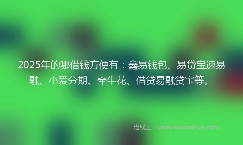 2025年的哪借钱方便有：鑫易钱包、易贷宝速易融、小爱分期、牵牛花、借贷易融贷宝等。