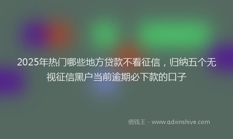 2025年热门哪些地方贷款不看征信，归纳五个无视征信黑户当前逾期必下款的口子