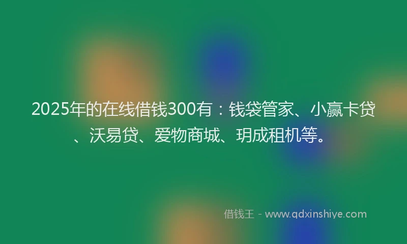 2025年的在线借钱300有：钱袋管家、小赢卡贷、沃易贷、爱物商城、玥成租机等。