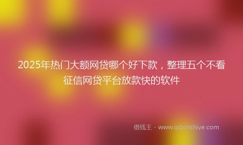2025年热门大额网贷哪个好下款，整理五个不看征信网贷平台放款快的软件