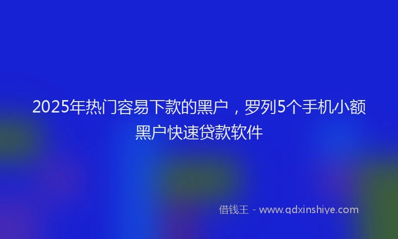 2025年热门容易下款的黑户，罗列5个手机小额黑户快速贷款软件