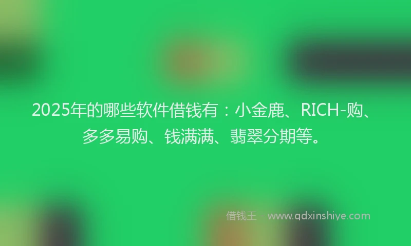 2025年的哪些软件借钱有：小金鹿、RICH-购、多多易购、钱满满、翡翠分期等。