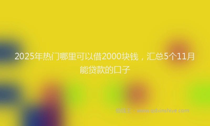 2025年热门哪里可以借2000块钱，汇总5个11月能贷款的口子