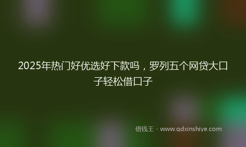 2025年热门好优选好下款吗，罗列五个网贷大口子轻松借口子