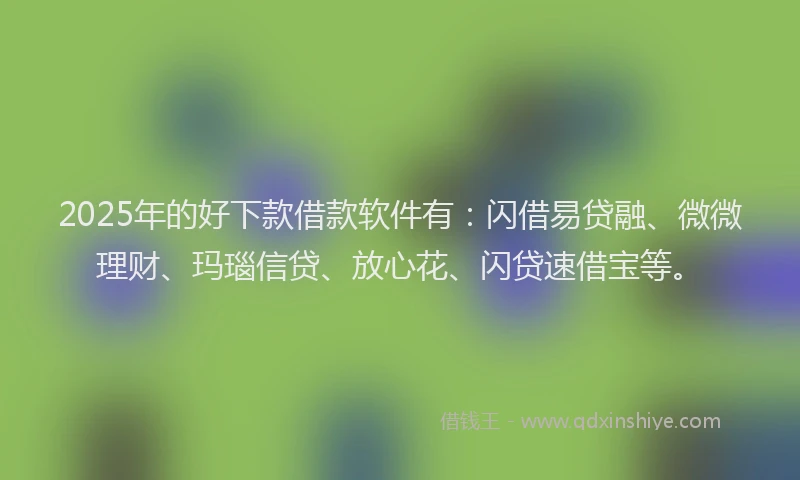 2025年的好下款借款软件有：闪借易贷融、微微理财、玛瑙信贷、放心花、闪贷速借宝等。