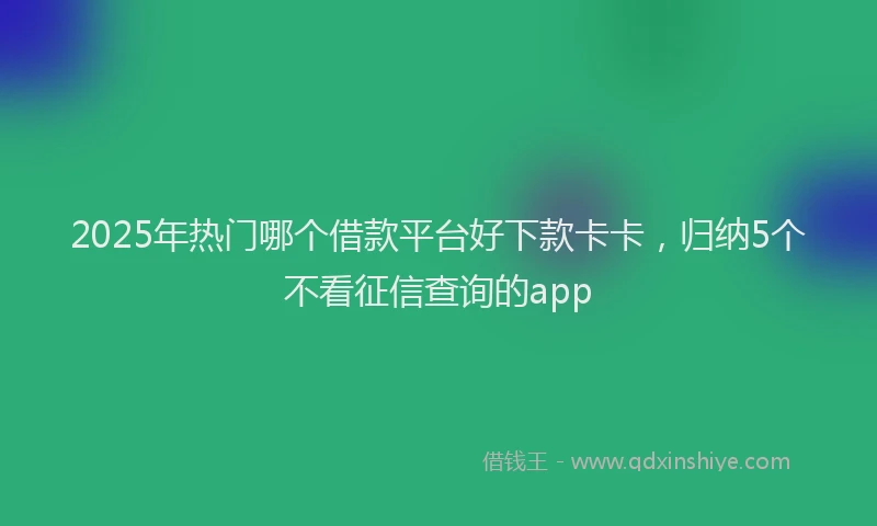 2025年热门哪个借款平台好下款卡卡，归纳5个不看征信查询的app