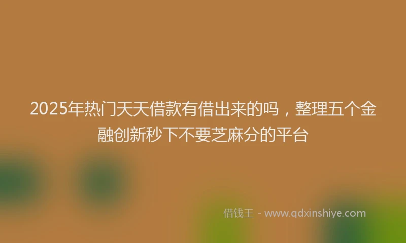 2025年热门天天借款有借出来的吗，整理五个金融创新秒下不要芝麻分的平台